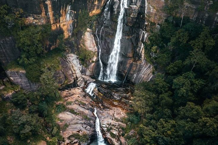 Destinations areal view of ravana falls sri lanka photography ollygaspar